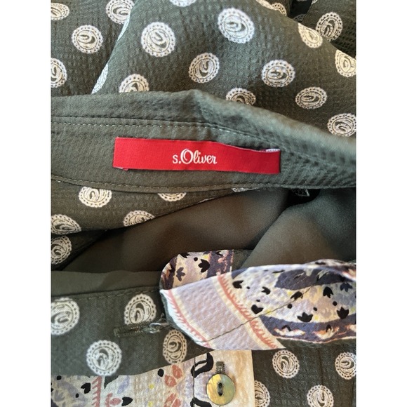 S.Oliver Blue Green And White Belted Women's  Shirt Dress, Size 4 Midi Boho - Picture 7 of 9